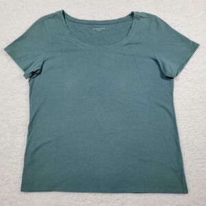 EILEEN FISHER Women's Medium Teal Organic Cotton Short Sleeve Round Neck T Shirt